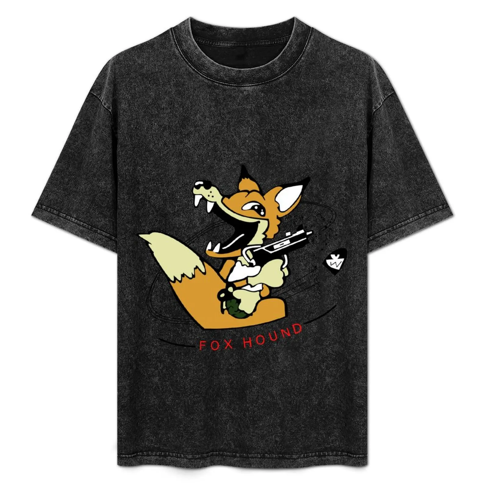 MGS - 90's Foxhound insignia T-Shirt Novelty Print Casual Tee Shirt