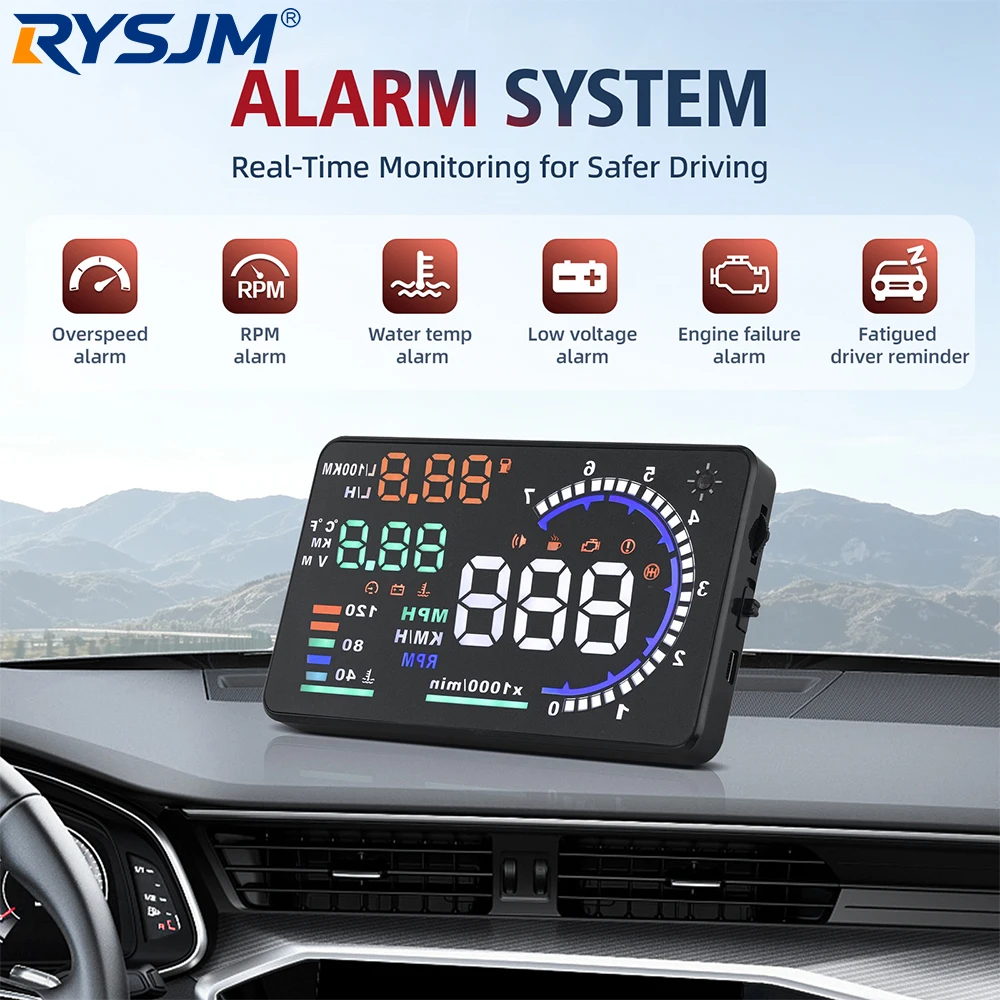 A8 OBD2 HUD Car Head Up Display Windshield Projector Digital Speedometer RPM Water Temp Overspeed Alarm Fuel Consumption Gauge
