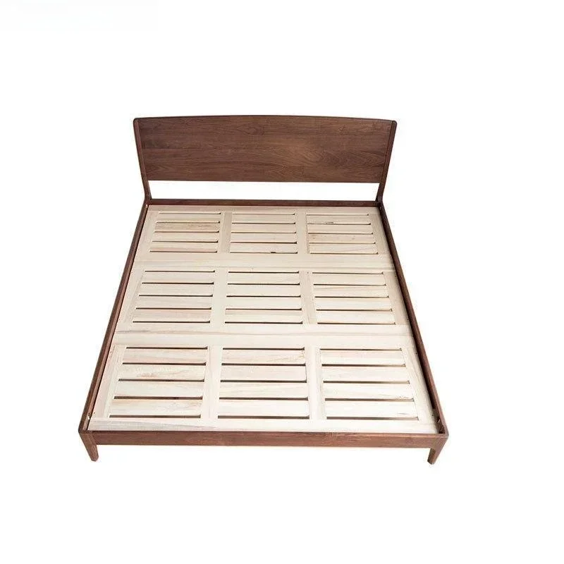 

North American black walnut full solid wood bed master bedroom 1.8 meters double bed Nordic modern simple small apartment log