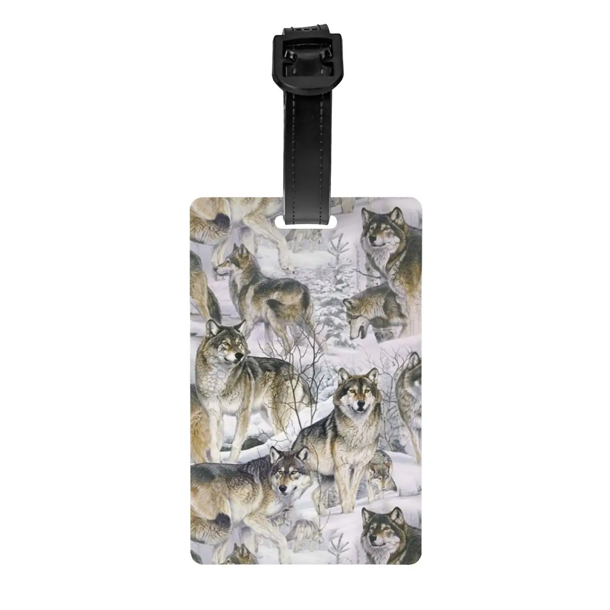 Custom Wolves In The Snow Luggage Tags Custom Baggage Tags Privacy Cover ID Label