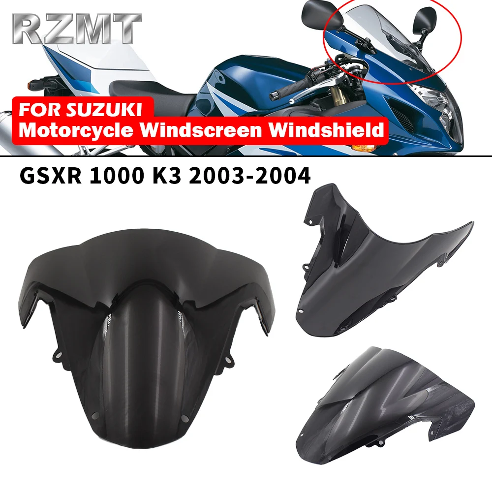 Déflecteur de vent à double bulle, pare-brise pour SUZUKI GSXR1000 GSPoly 1000 K3 2003-2004, accessoires de moto