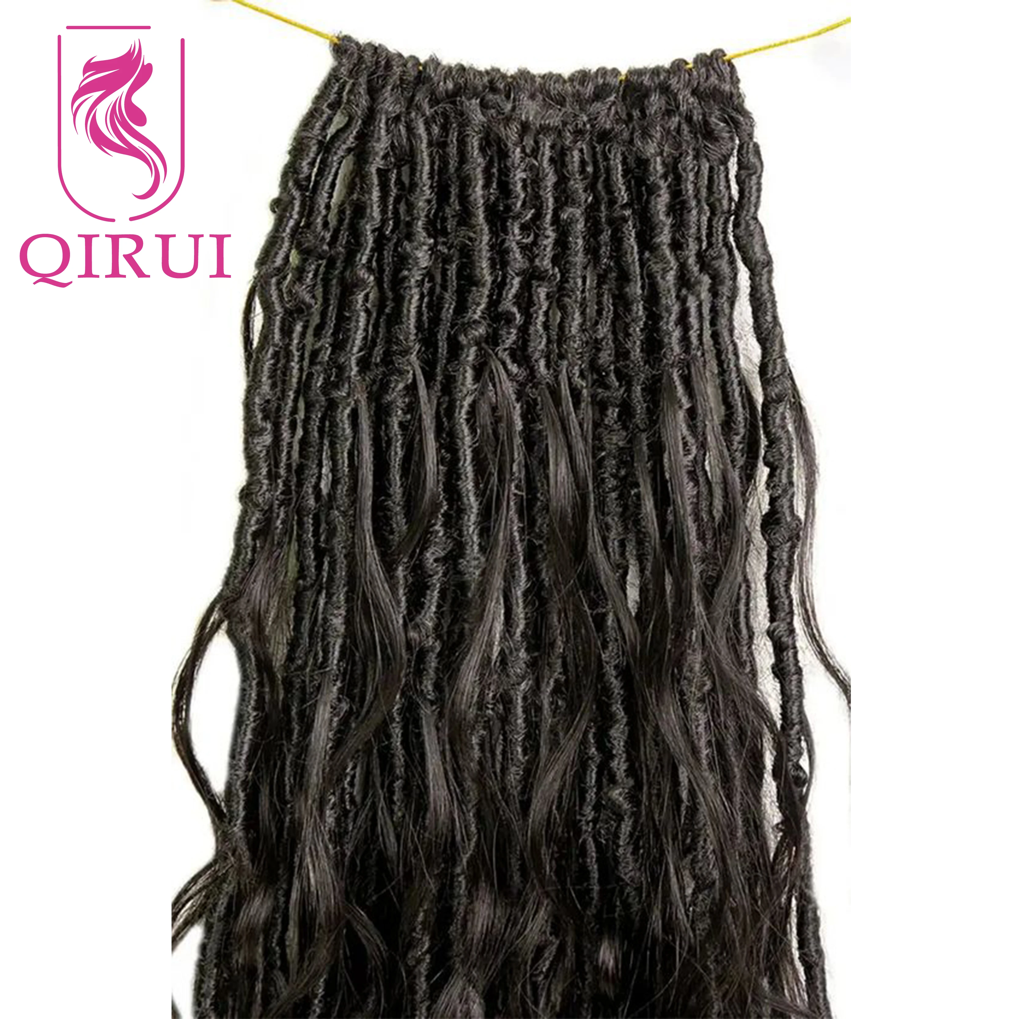 Trenzas de ganchillo Boho Locs pre-bucle con extensiones de cabello humano, extremos completos rizados, caja de Locs suaves de diosa, trenzas sin nudos