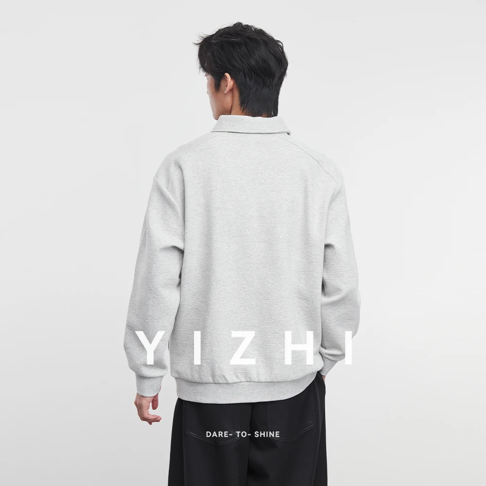 2025 Autumn New Men's Fashion Polo Shirt Lapel Sweatshirt Loose Solid Color Long Sleeve T-shirt Top Men Business Casual Pullover