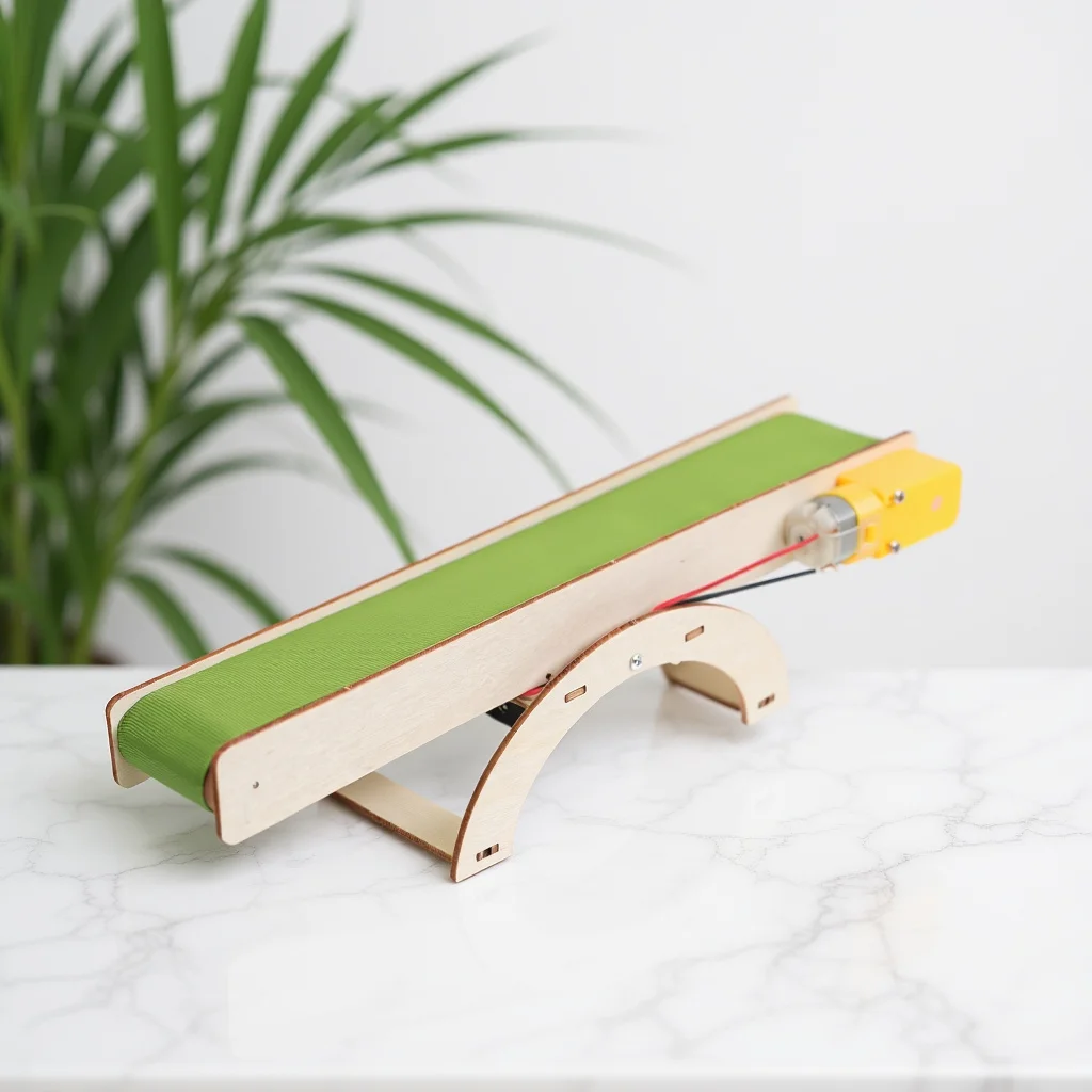 

Small DIY Electric Conveyor Belt Stem Kit Educational 3D Wooden Assembly Science Project for Students Small DIY Conveyor Belt