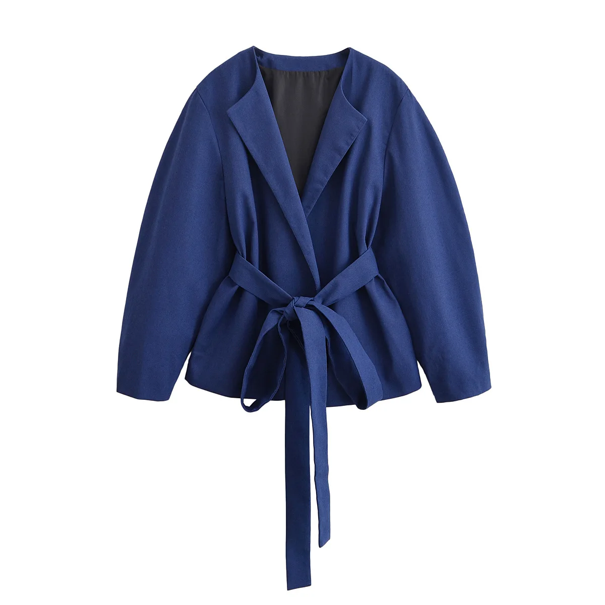 feminino quimono terno com decote em v cinto mangas compridas jaqueta de cor sólida meados de cintura bolsos com zíper calças soltas novo casual outono conjunto