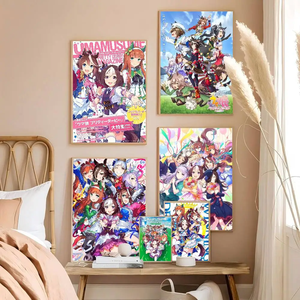 أنيمي أوما موسومي جميلة ديربي الفيلم الكلاسيكي الملصقات HD جودة ملصق جدار الفن اللوحة دراسة الشمال ديكور المنزل