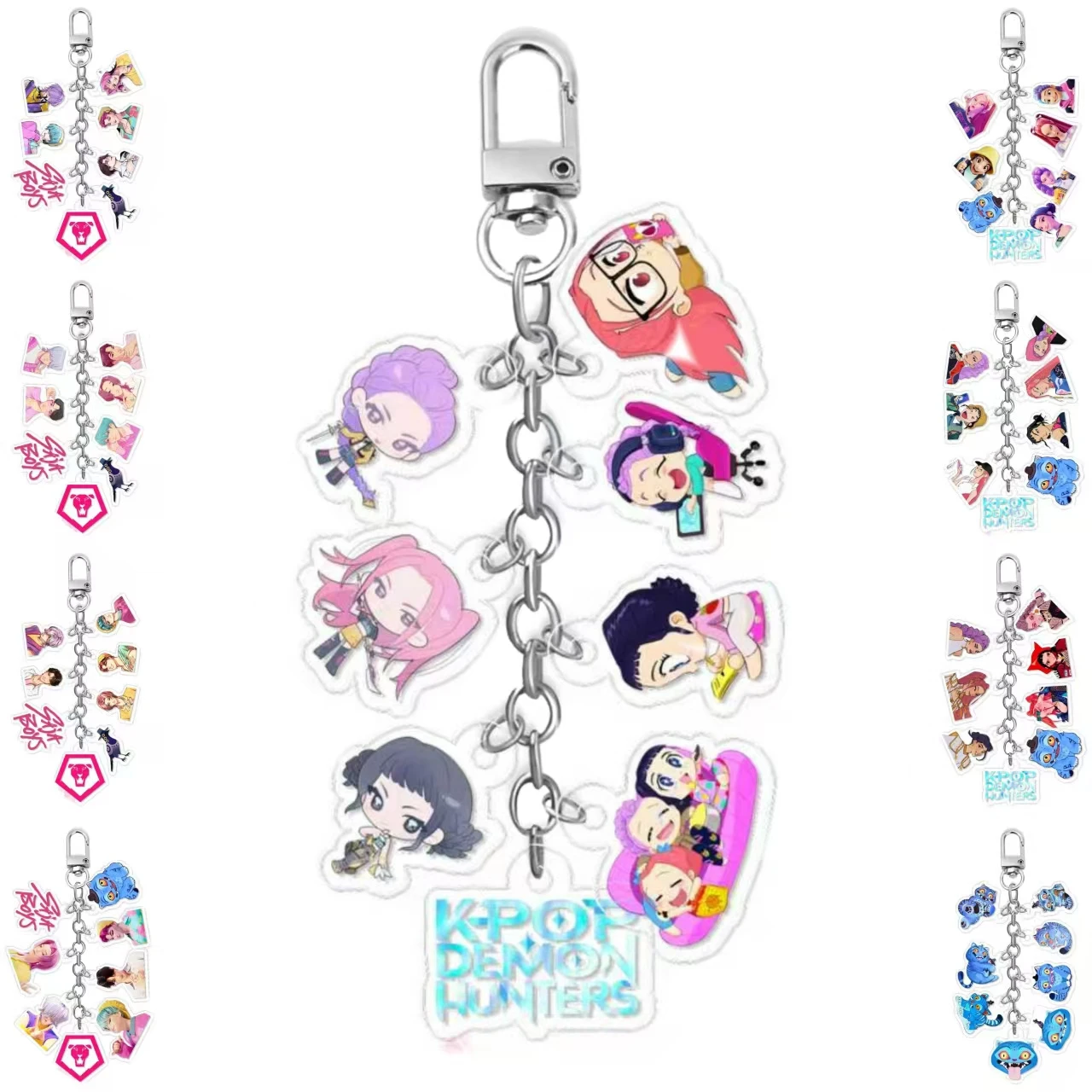 Kpop Witch Hunter Group Shaka Boy Group Lindo llavero de cuerda acrílica de gato azul, colgante de bolsa de merchandising de moda, regalo perfecto para fanáticos de Kpop