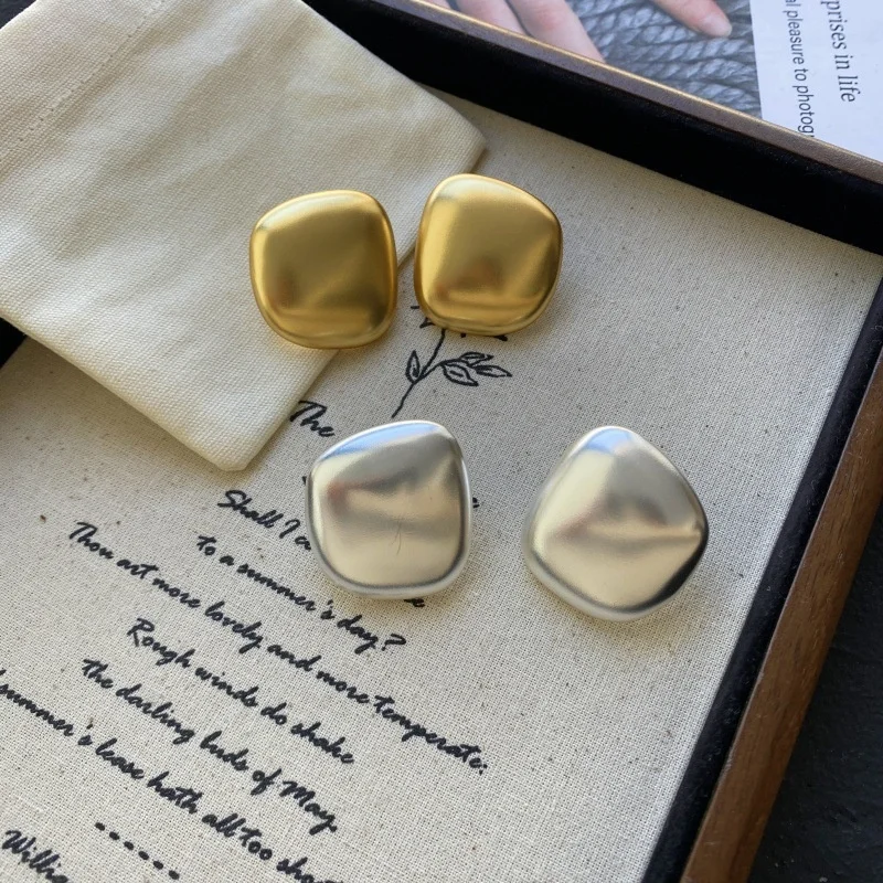 

2025 Ins Fashion Women Jewelry Set Stainless Steel Geometric Irregular Drop Dangle Stud Earrings Chunky Bold Open Rings Bijoux