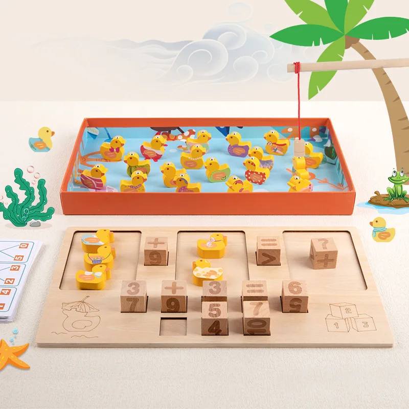 New Children's Fishing Duck Fishing Game Children's Educational Early Education Number Operation Teaching Aids Kids  Wooden Toys