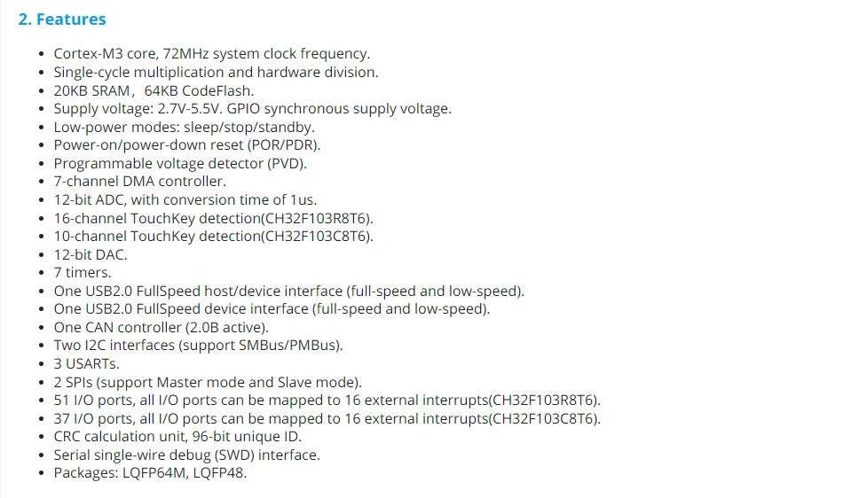 Ch32f103 development board ch32f103c8t6/R8T6-EVT verbesserte Cortex-M3 mcu evaluation boards – Detail 3