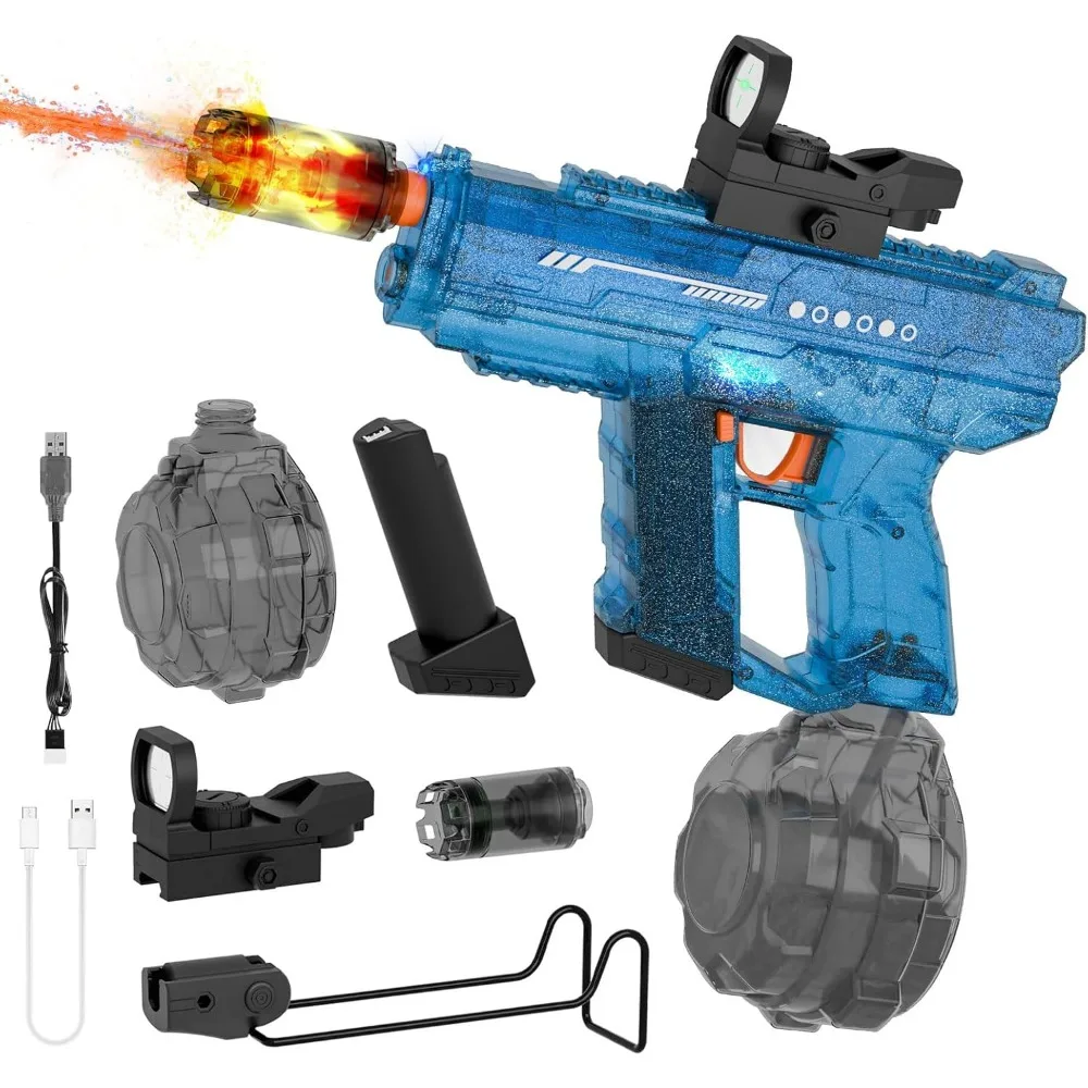 

Электрический водяной пистолет для детей и взрослых, прозрачный автоматический пистолет-шприц с дальностью действия 30–32 фута, летний пляжный пистолет для плавания на открытом воздухе