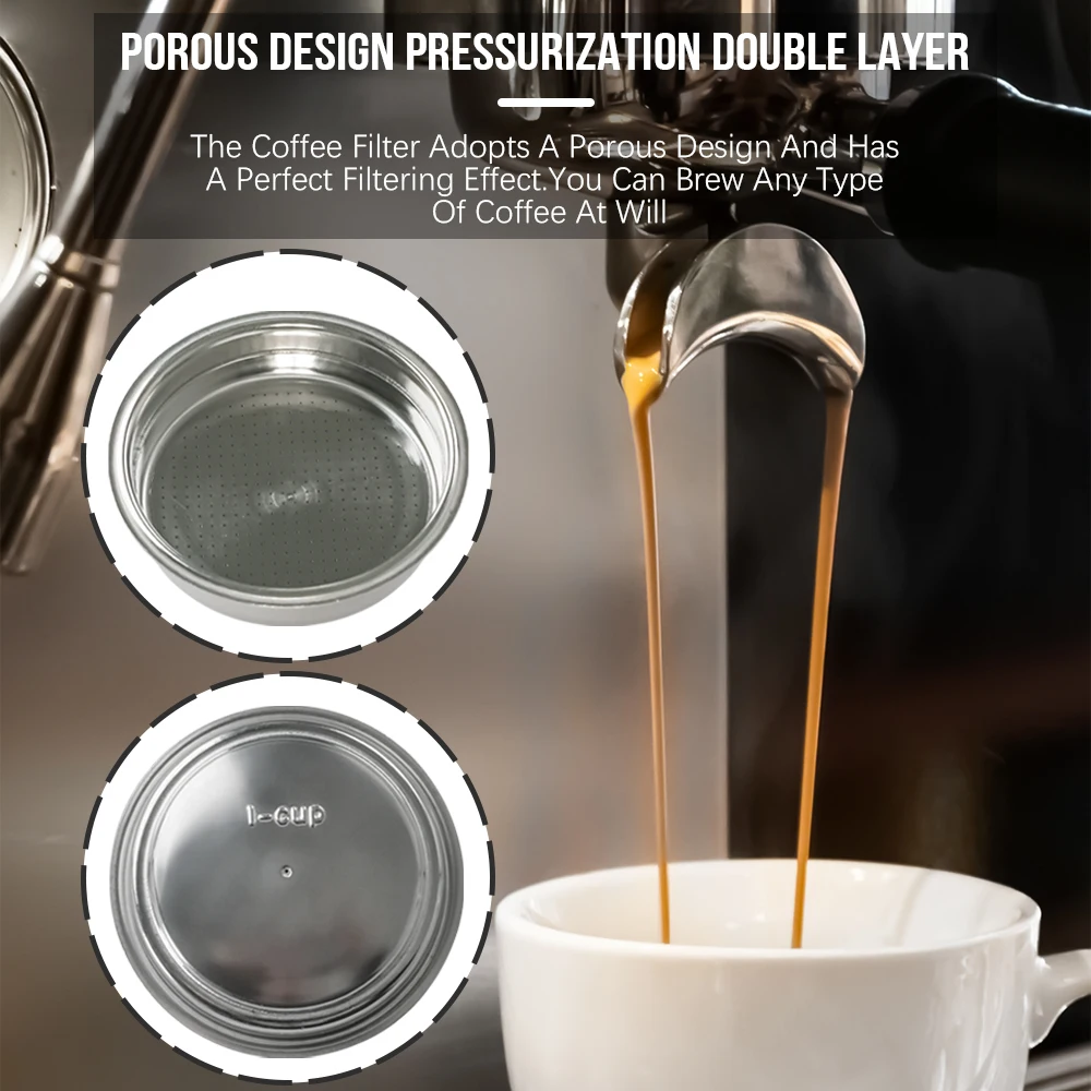 51mm Double Layer Pressurized Coffee Filter Basket Stainless Steel Coffee Reusable Filter Cup Pressurized Porous For Portafilter