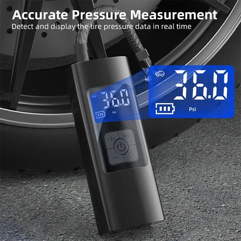 6000mAh Car Electrical Air Pump Portable Wireless Compressor Tire Inflatable deflate Inflator LED USB Charge Motorcycle Bike