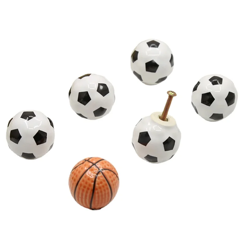 Basketball Football Ceramic Knobs Kitchen Closet Dresser Cabinets Pulls Bedroom Furniture Door Handles Children's Room Wardrobe