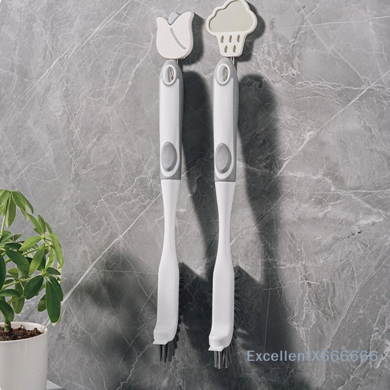 Long Handled Bathroom Double Sided Crevice Brush Wall Mounted No Dead Corners for Window Track Scrubbing