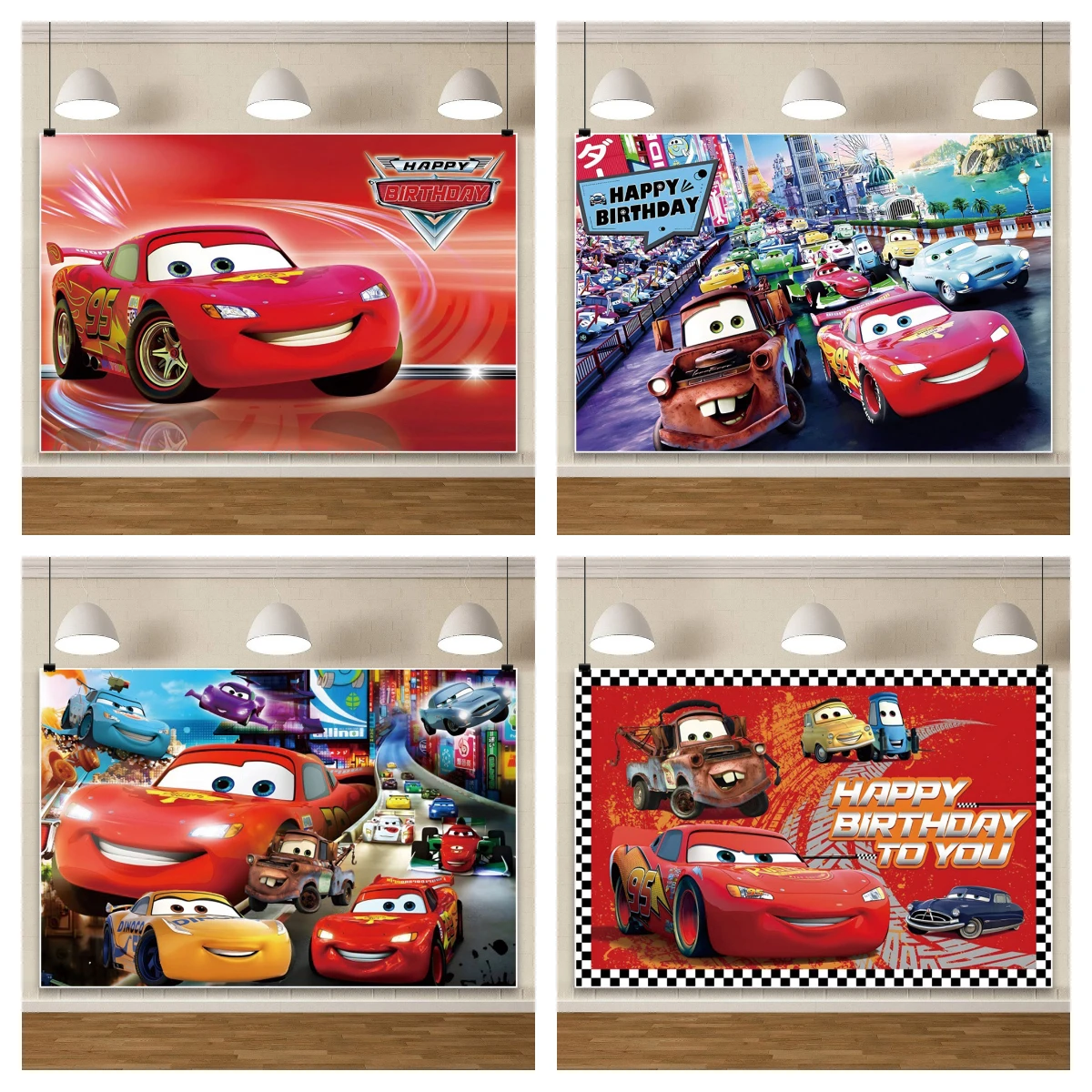 

Racing Cars Lightning McQueen Photo Background For Photography Backdrop Baby Shower Birthday Party Decor Props Supplies Banner