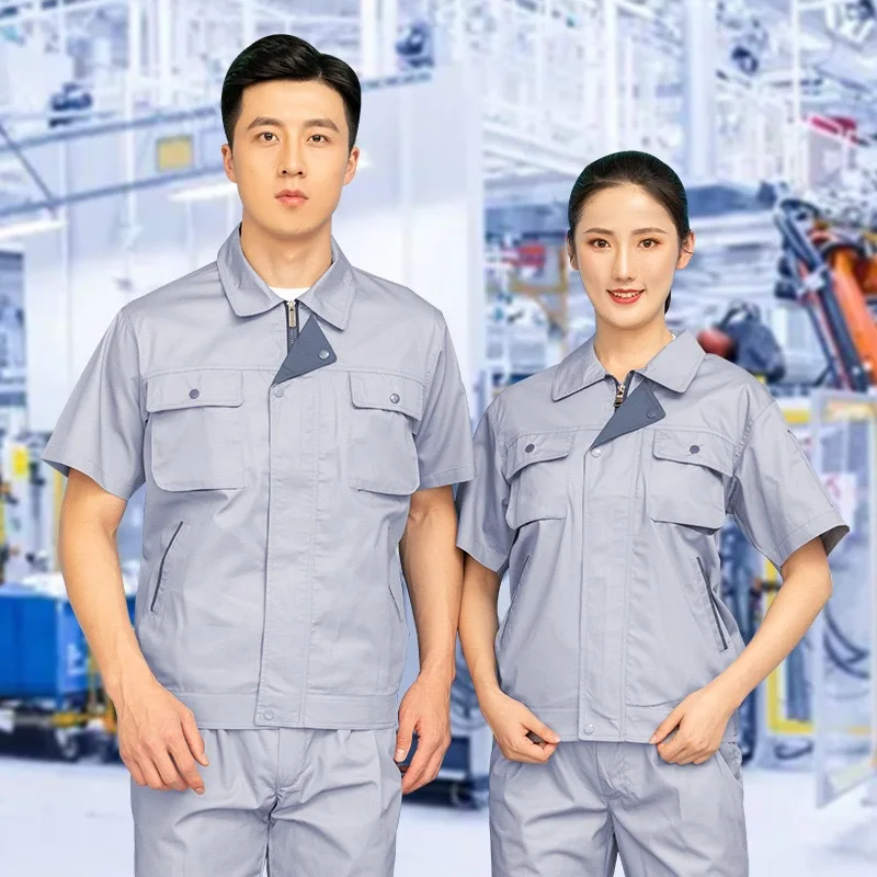 set-di-tute-da-lavoro-per-giovani-estive-riflettenti-resistenti-all'usura-e-traspiranti-a-maniche-corte-per-officina-auto