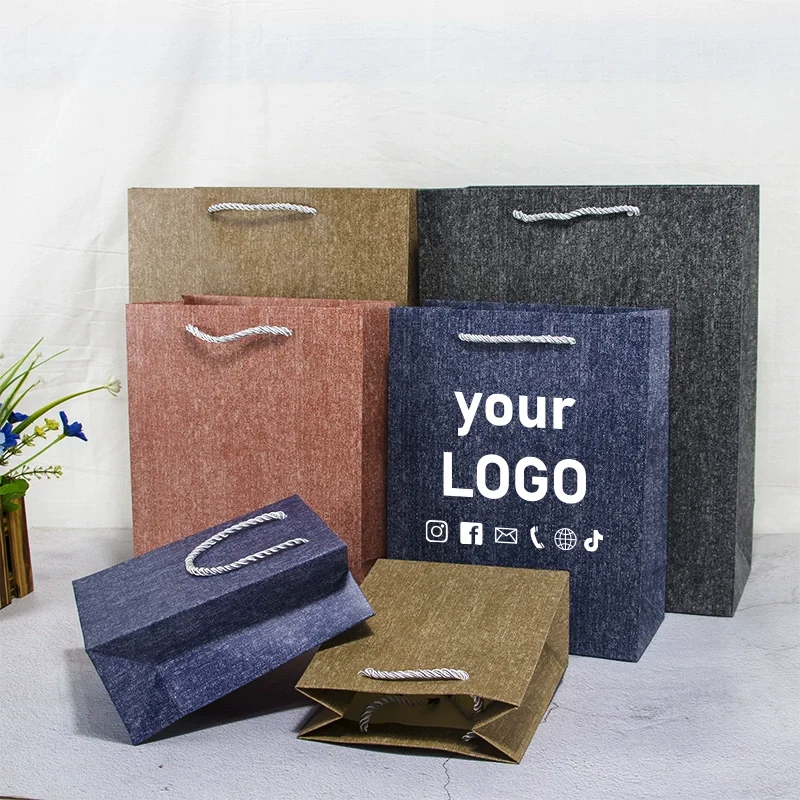 20 pieces of exquisite business portable gift bags paper bags simple high-end birthday party gift bags custom printed logo