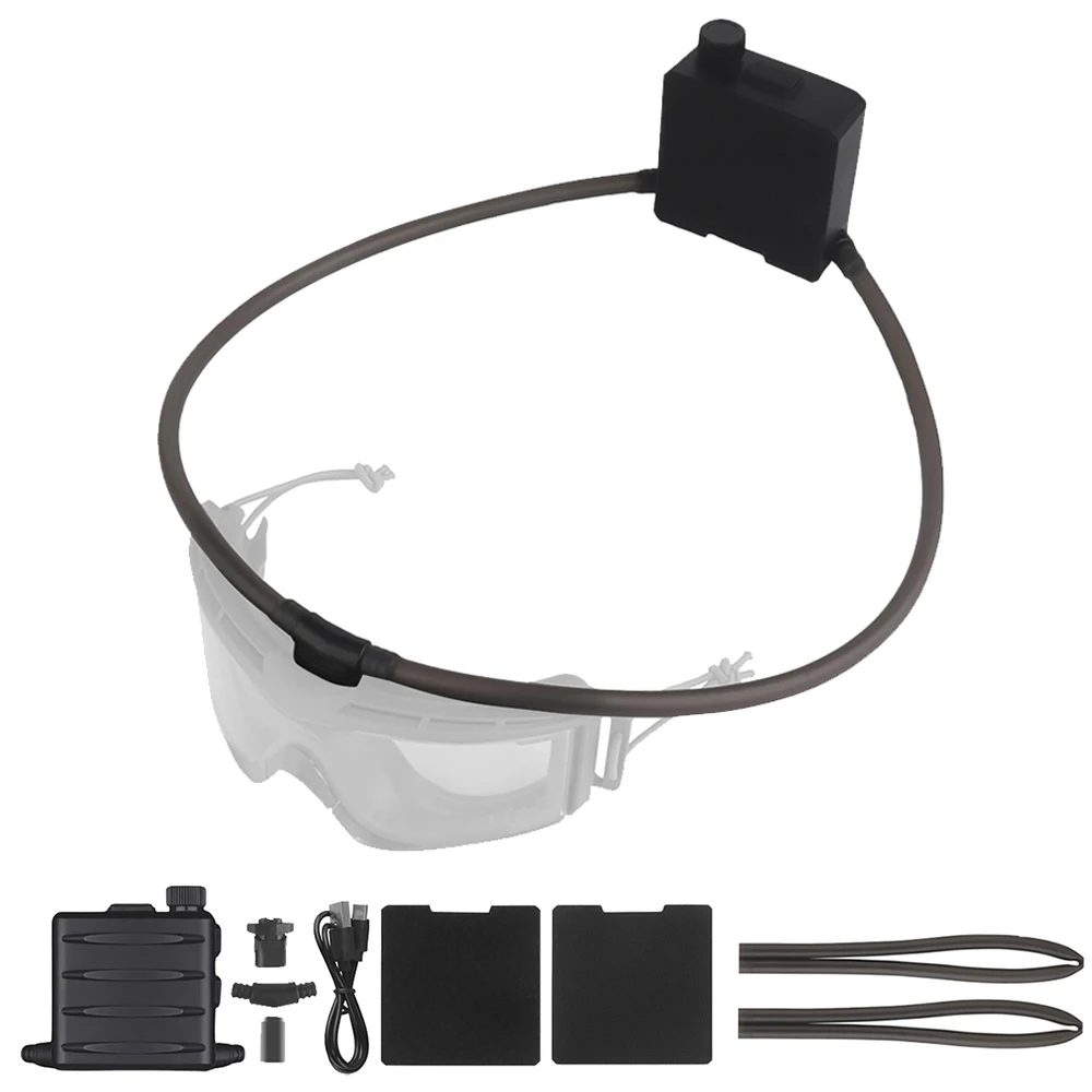 Тактический противозапотевающий вентилятор для очков с регулируемой ручкой, турбо-кнопкой, нашивкой на крючке, магнитной защелкой для страйкбола, работы, езды на велосипеде