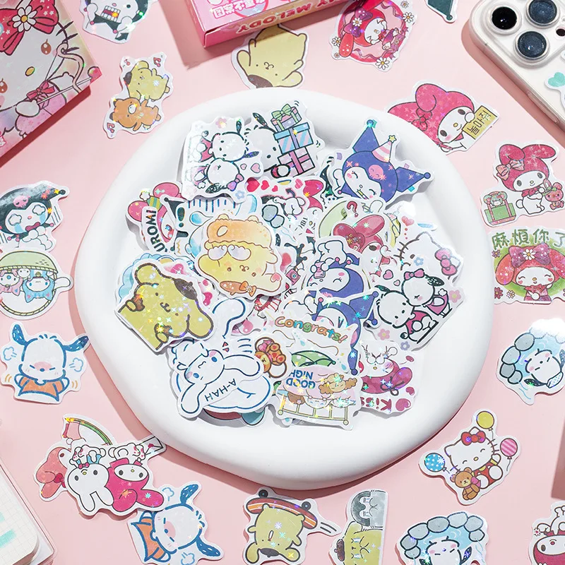 24 box/lot Sanrio Melody Cinnamoroll Pochacco Kuromi Stickers Cute Scrapbooking DIY Diary Decorative Sticker Album Stick Label