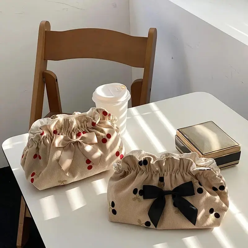 

Новая большая вместительная сумка для ужина для девочек, рука об руку для путешествий, розовые вельветовые косметички, черная вишневая сумка для хранения