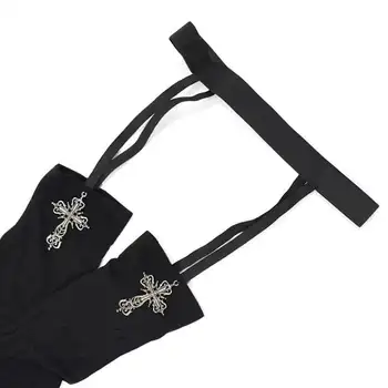 1/2雙哥德式十字架裝飾緊身女式長襪純色薄款過膝洛麗塔長襪 6 最佳銷售 歌德式襪子 - №1