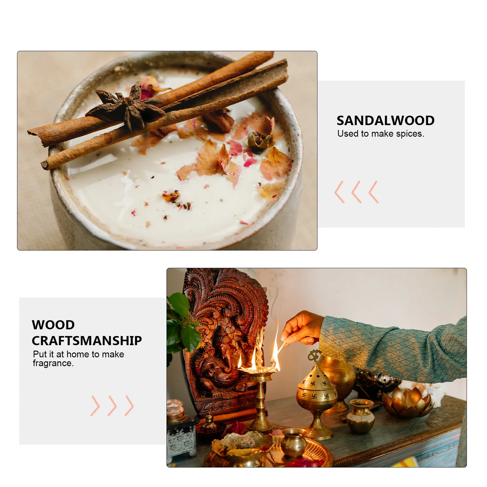 1Set Lightweight Portable Sandalwood Scraps Natural Incense Wood Material for Purifying Air Calming Mind Spiritual Gift