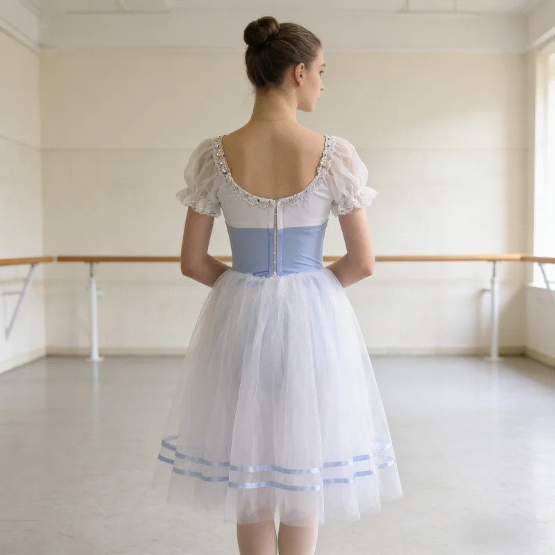 BT26011123  High Quality Custom Size Kids Girls  Ballet Dance Performance Wear Gilsay Blue Long Romantic Tutu Dress