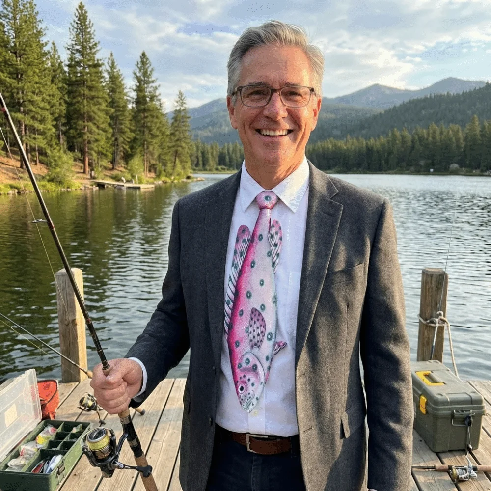 

New Unique Fish-shaped Tie Cartoon Satin Fabric Animal Pattern Tie Lifelike Funny Creative Novelty Necktie Party Wear