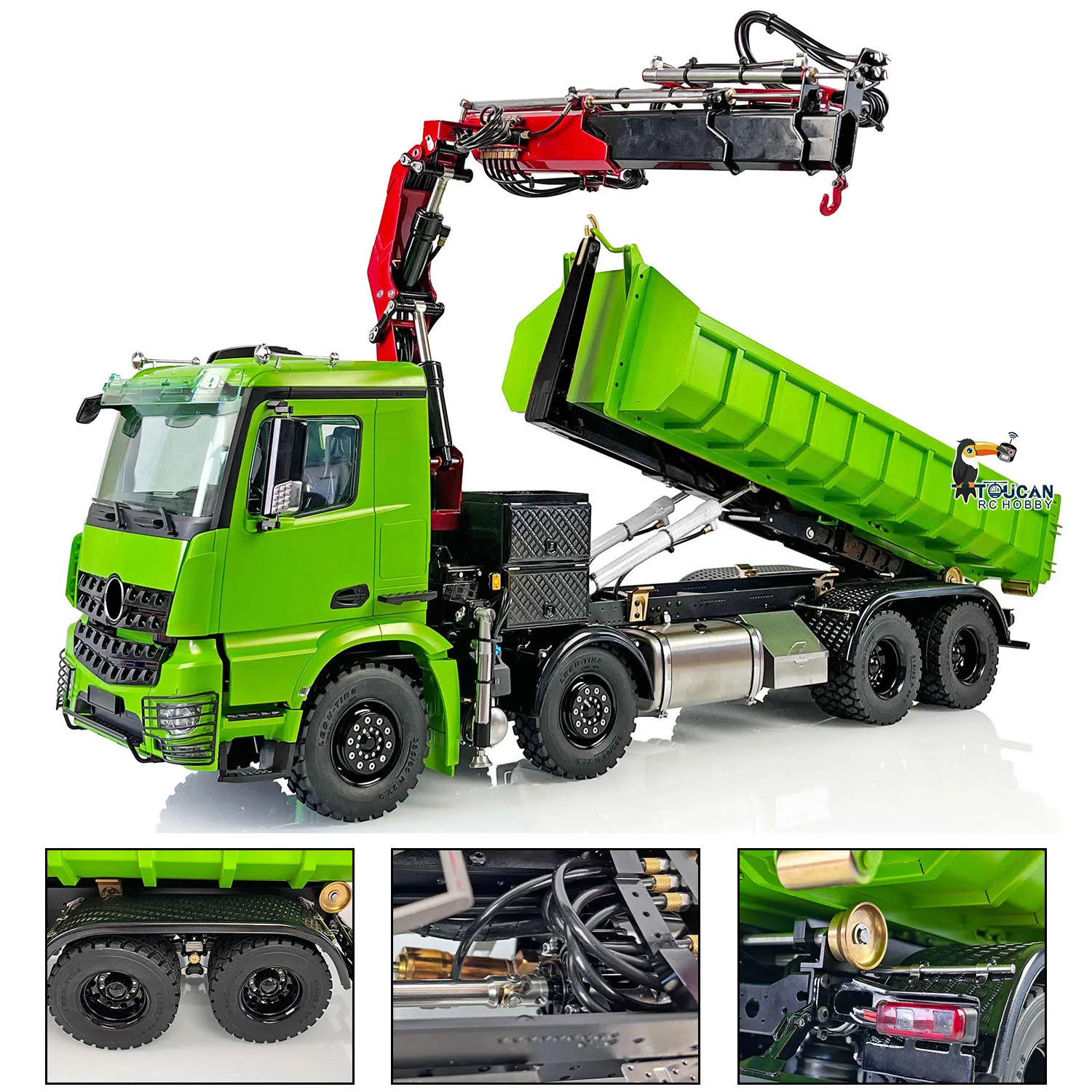 LESU RC Hydrauliczny Żuraw Ciężarówka Wywrotka 8x8 1/14 Światło Dźwięk Pojazd Inżynieryjny ToucanHobby Model DIY Zabawki dla Dorosłych THZH1381