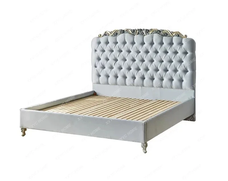 A Double Bed Wood Pink Velvet Fabric Modern 180X200 Cm Loft Bed Twin Villa Cama Matrimonial Bedroom Furniture