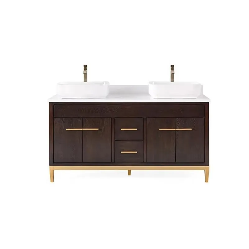 60 Double Beatrice Container Sink Bathroom Vanity with White Engineered Stone Top Double Bathroom Vanity Furniture