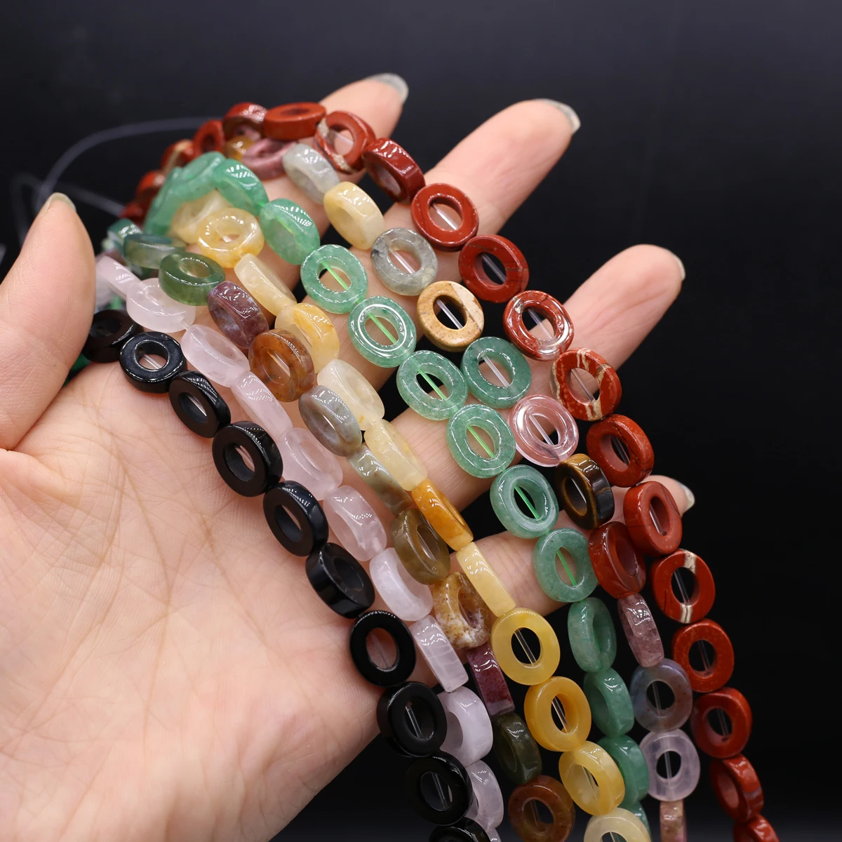 

Natural Stone Large Hole Oval Beads Beaded Bracelet Exquisite High Quality Gift for Jewelry Making DIY Necklace Accessory