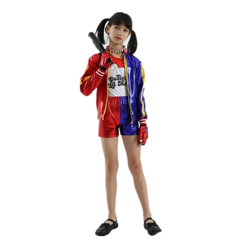 6Pcs Set Halloween Carnival Cosplay Clown Girl Outfits Trendy Sets Jacket Shorts Kids Ladies Outfits For Party Gift New Year