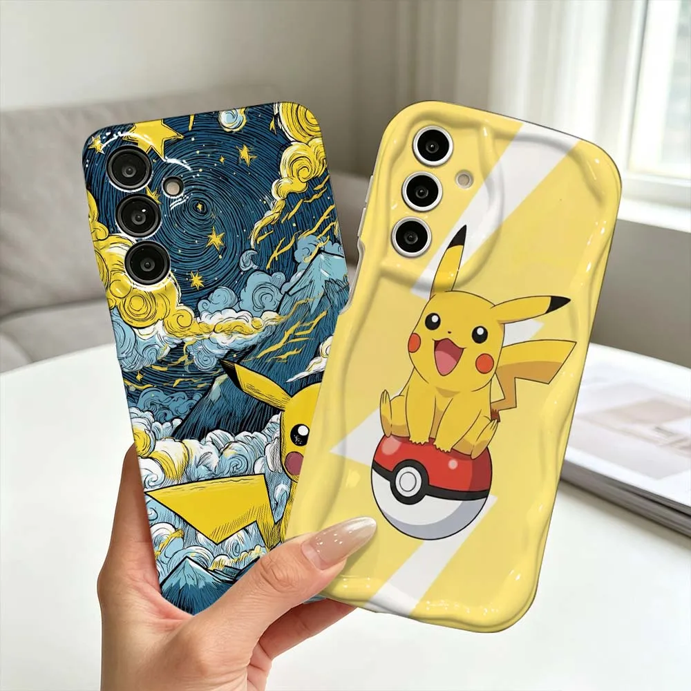Anime P-Pokémon P-Pikachu Phone Case For Samsung Galaxy A56 A55 A54 A51 A17 A07 A06 Feilini Hard Case Wave Oil Soft Case