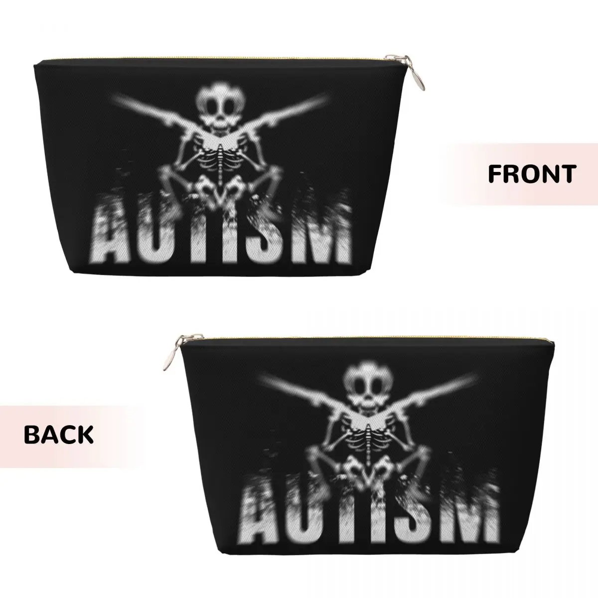 Custom Aspergers Asd Autism Skeleton Meme Toiletry Bag for Women Makeup Cosmetic Organizer Ladies Beauty Storage Dopp Kit Box