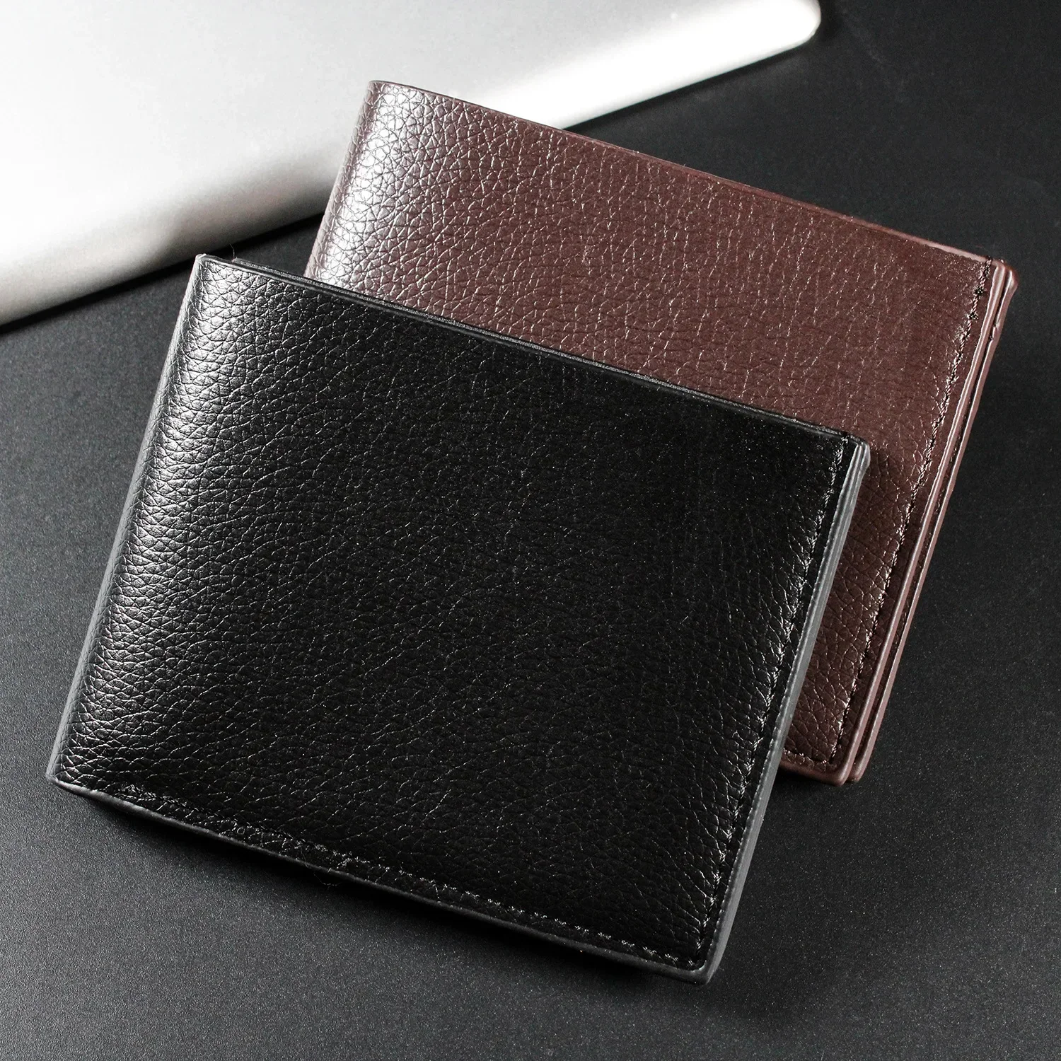 

Men's Thin Bifold Wallet PU Leather RFID Blocking Cash Clip Card Holder with ID Photo Slot Compact Business Travel 지갑