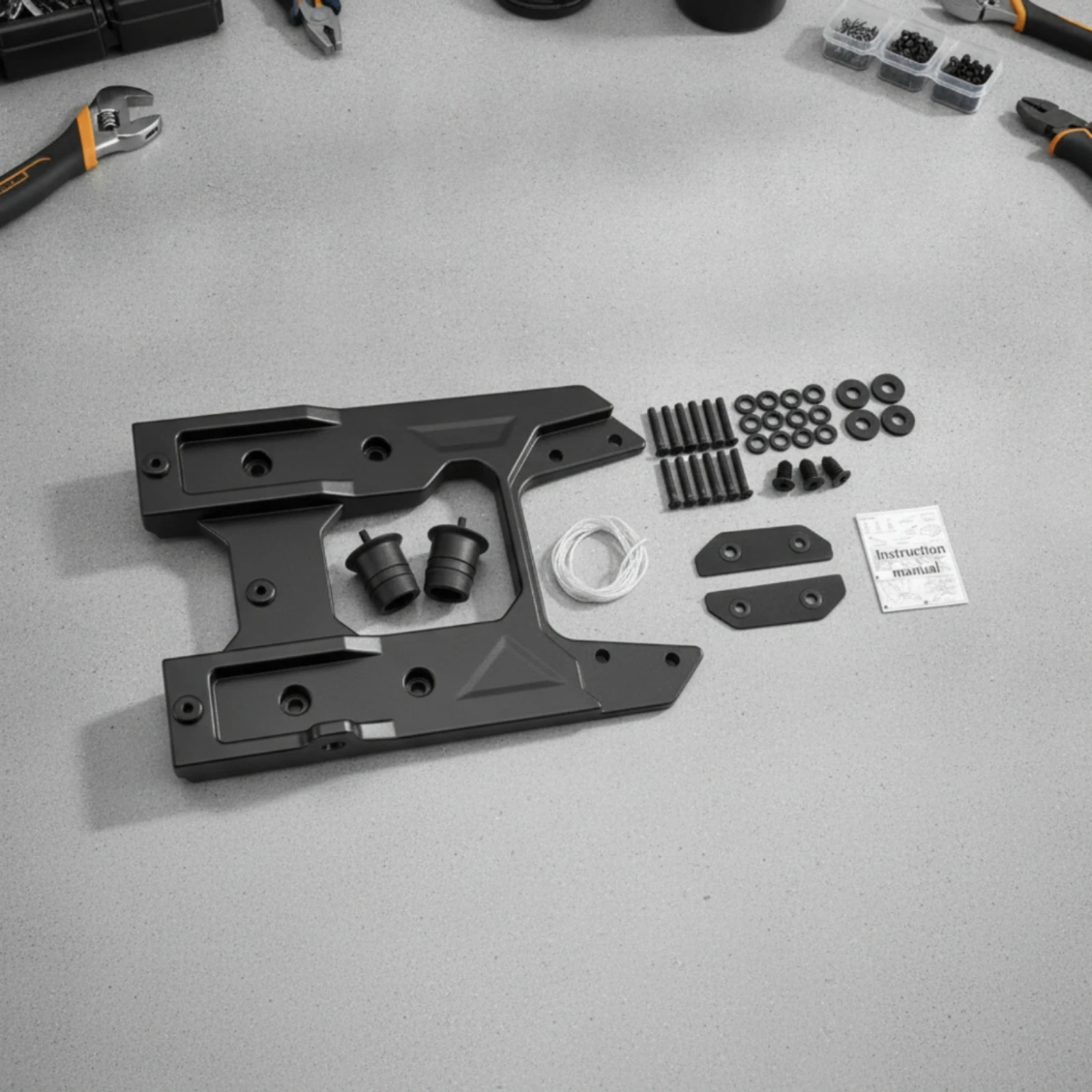 Spare Tire Carrier Bracket Black Spare Tire Mounting Bracket Vehicle Part Heavy Duty Compatible for off-Roaders, Tailgate