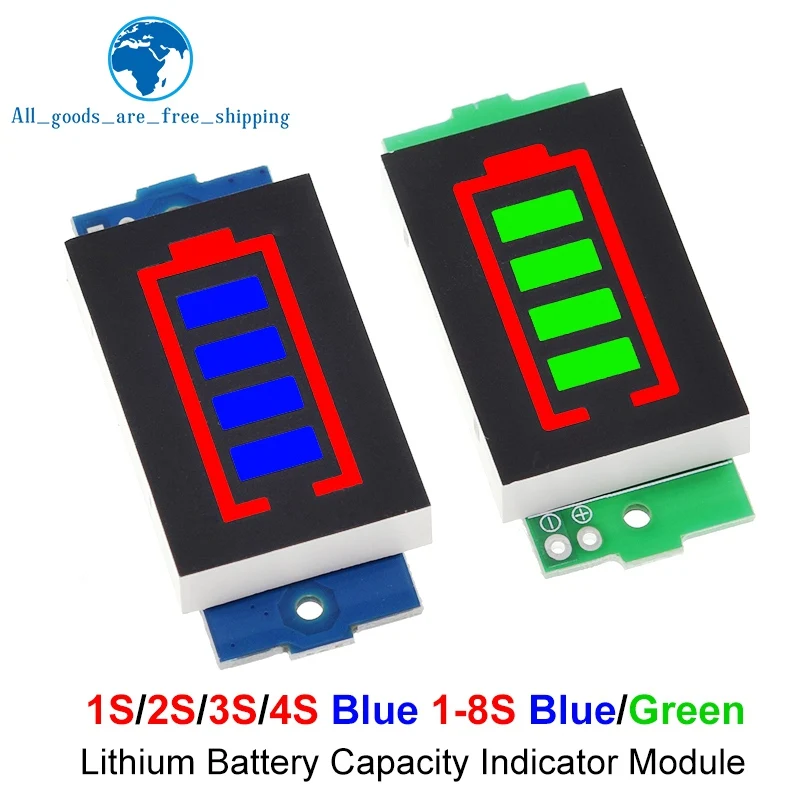 리튬 배터리 용량 표시기 모듈, 1-8S, 1S, 2S, 3S, 4S, 단일 3.7V, 4.2V 디스플레이, 전기 자동차 배터리 전력 테스터, 리튬 이온