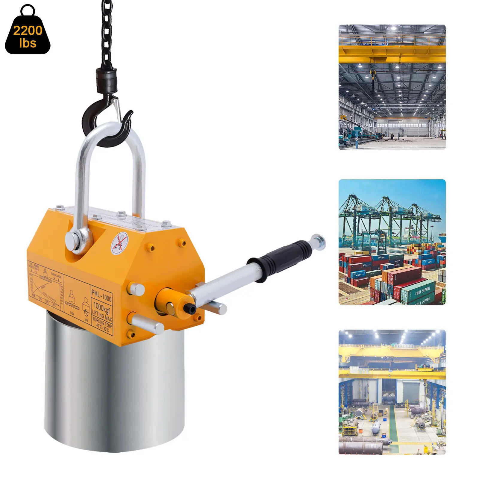 Steel Magnetic Lifter 2200 LB Metal Lifting Magnet Magnetic Lift Hoist Crane New