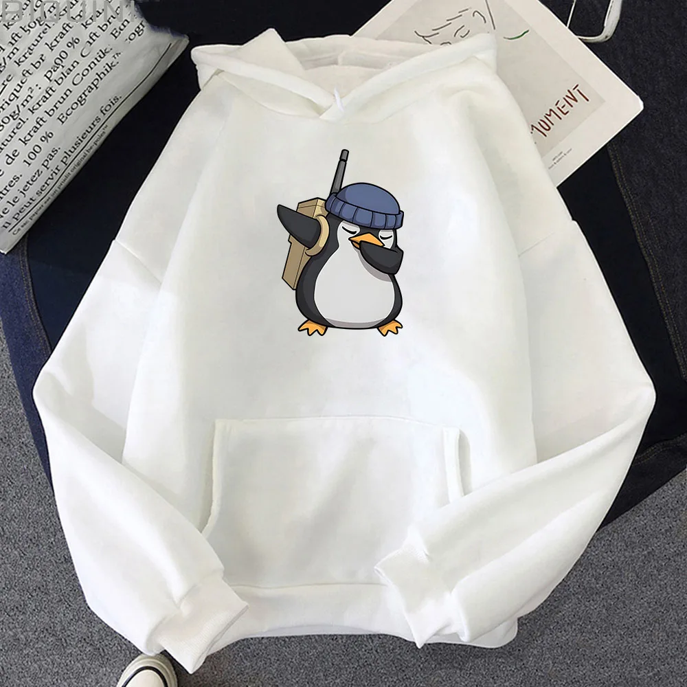 Valorant Anime High Quality Hoodies Men Women Cute Penguin Cartoon Print Pocket Long Sleeve Sportswear Funny Casual Clothes