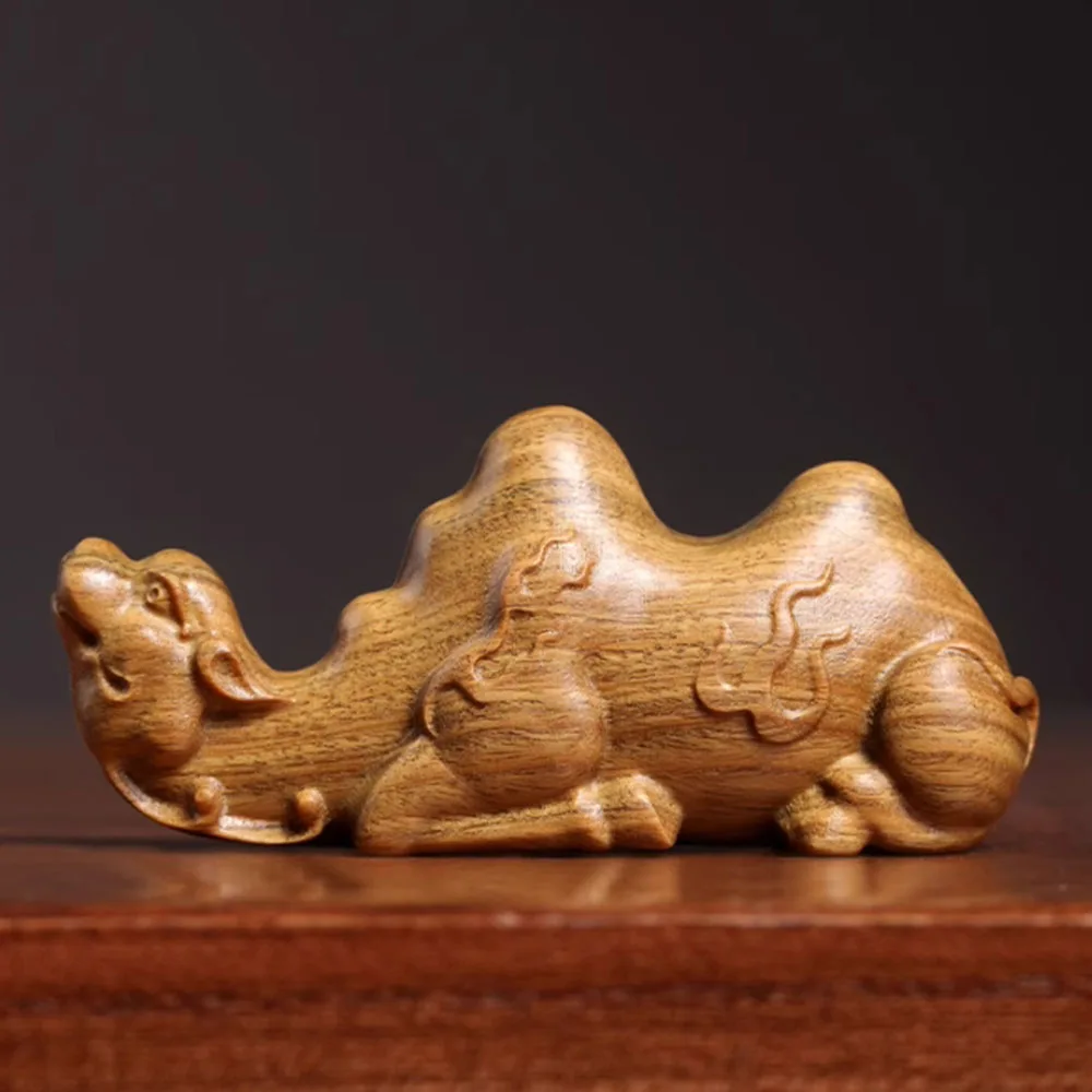

JW161- 7.5 CM Camel Rest Green Sandalwood Sculpture Animal Figurine Decoration Craft Gift Miniatur Ornaments