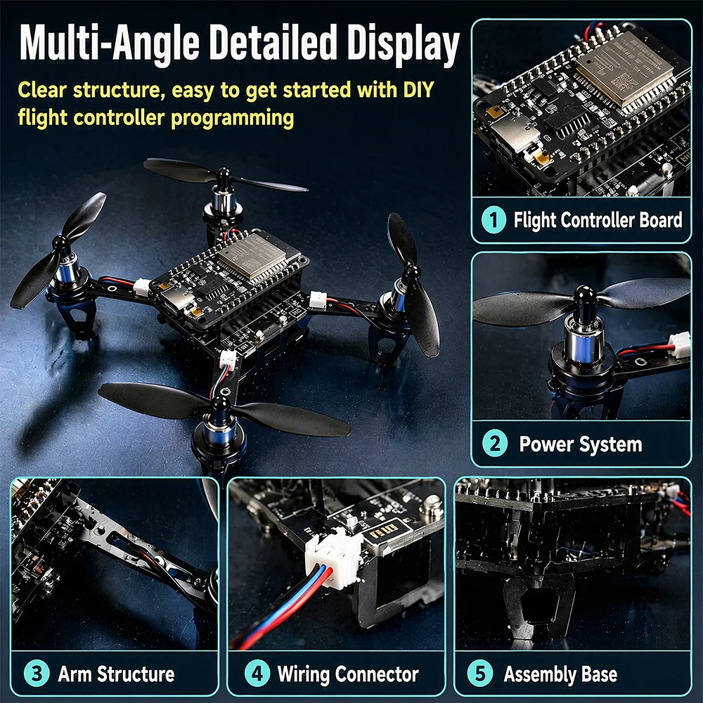 ESP32 Open Source Mini Drone Assembly Parts Pack DIY Self-Build Multirotor Quadcopter Complete Kit For Drone Enthusiast & Maker