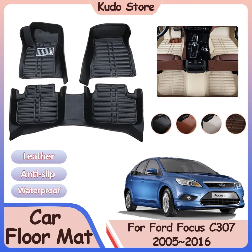 

Car Floor Mat for Ford Focus Classic C307 MK2 Europe 2005~2016 Foot Parts Custom Leather Panel Liner Carpet Interior Accessories