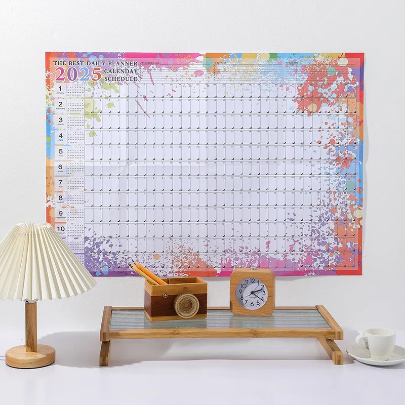 Calendrier mural avec licence, calendrier annuel, mensuel, hebdomadaire, liste de tâches, ordre du jour, nouveau, 2025, kawaii