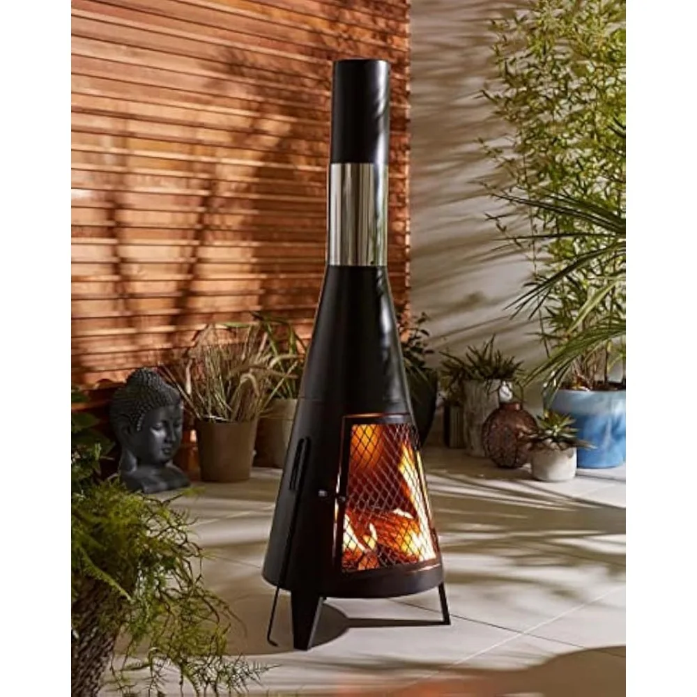 Outdoor Fireplace,suitable for Backyard and Terrace Wood Burning Rocket Fire Pit,high-quality Steel Structure Wood Burning Fuel