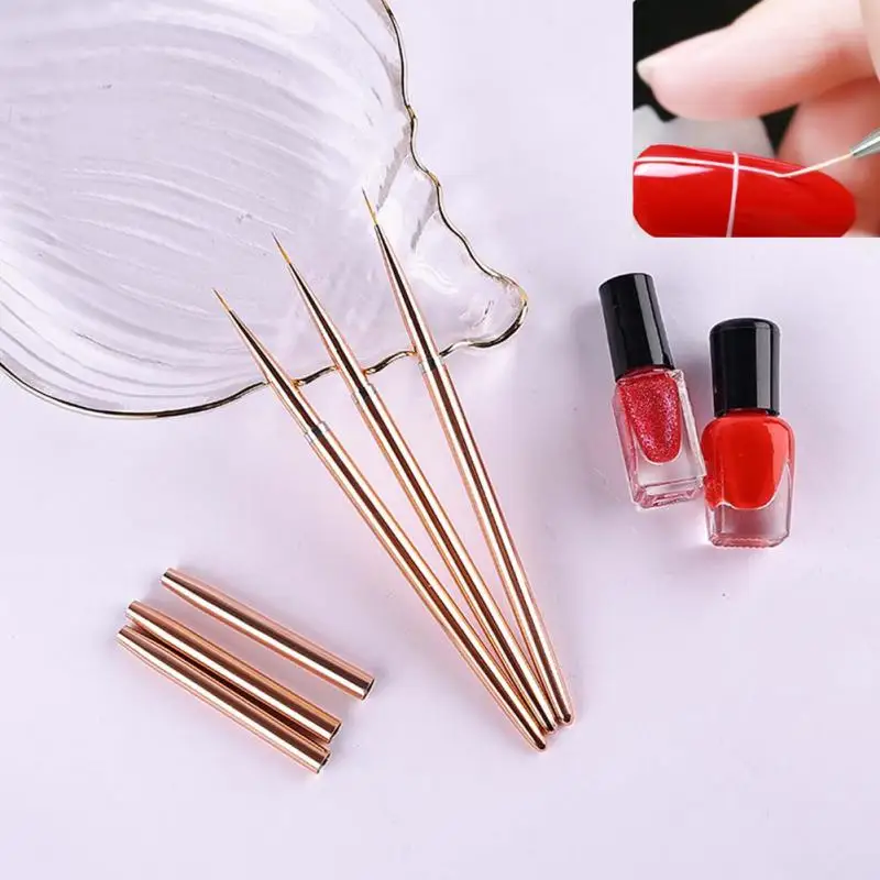 3Pcs Nail Art Liner Brush Set 3D Tips Line Stripes DIY Drawing Pen UV Gel Brushes Painting Pen Manicure Tools 7/9/11mm