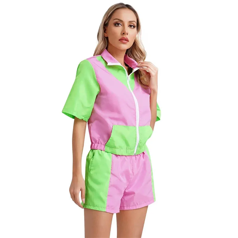 

Vintage 80s Disco Fashion Sweatshirt Outfit Cosplay Theme Party Suit Wome Streetwear Aerobics Yoga Workout Jogging Tracksuit Set
