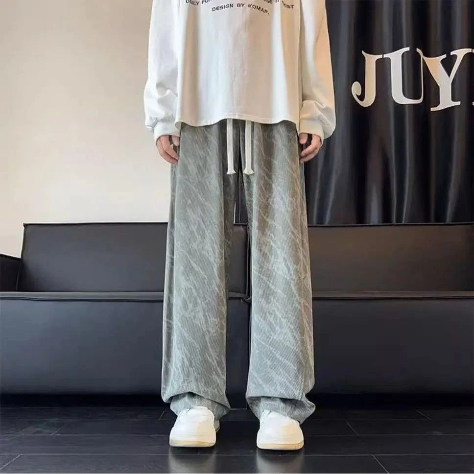 Plus Size Joggers Men Women, Tie Dye Print Relaxed Fit Pants, Thin Breathable Straight Leg Lounge Pants for Spring Summer