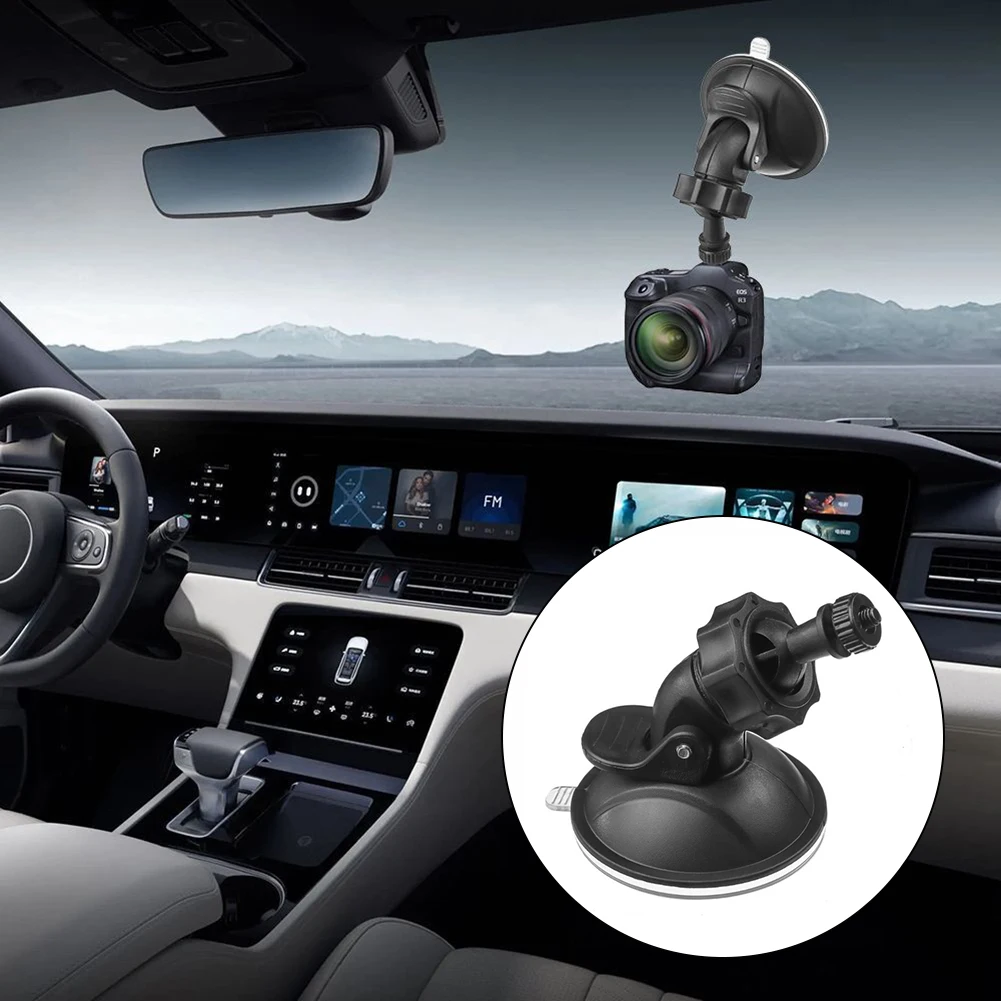 Car DVR Mount Bracket With 180-Degree Rotating Arm And Suction Cup Mount For Dash Cameras Requiring Flexible Viewing Angles
